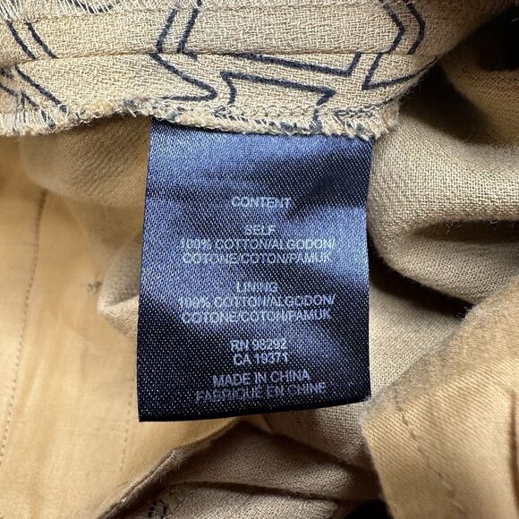 Tibi Pants Womens 2 Slim Crop Mustard Yellow Cotton Throwing Stars Career Preppy - Picture 12 of 15